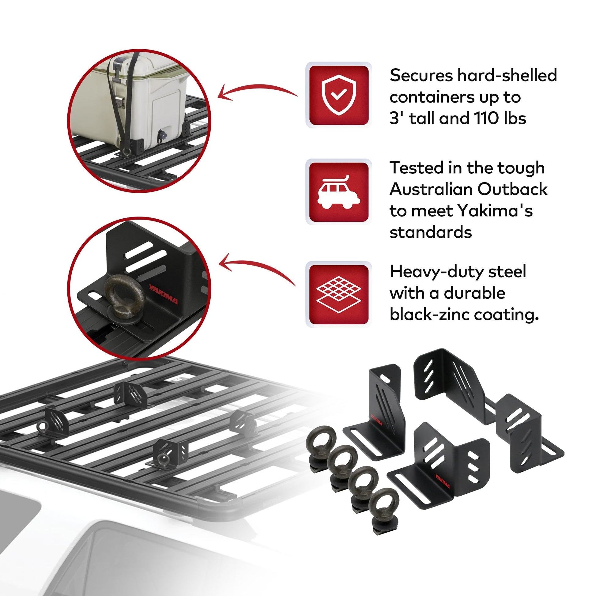 YAKIMA LockNLoad Platform Corner Bracket Kit with T Slot Gear Braces, Set of 4 - Angler's Pro Tackle & Outdoors