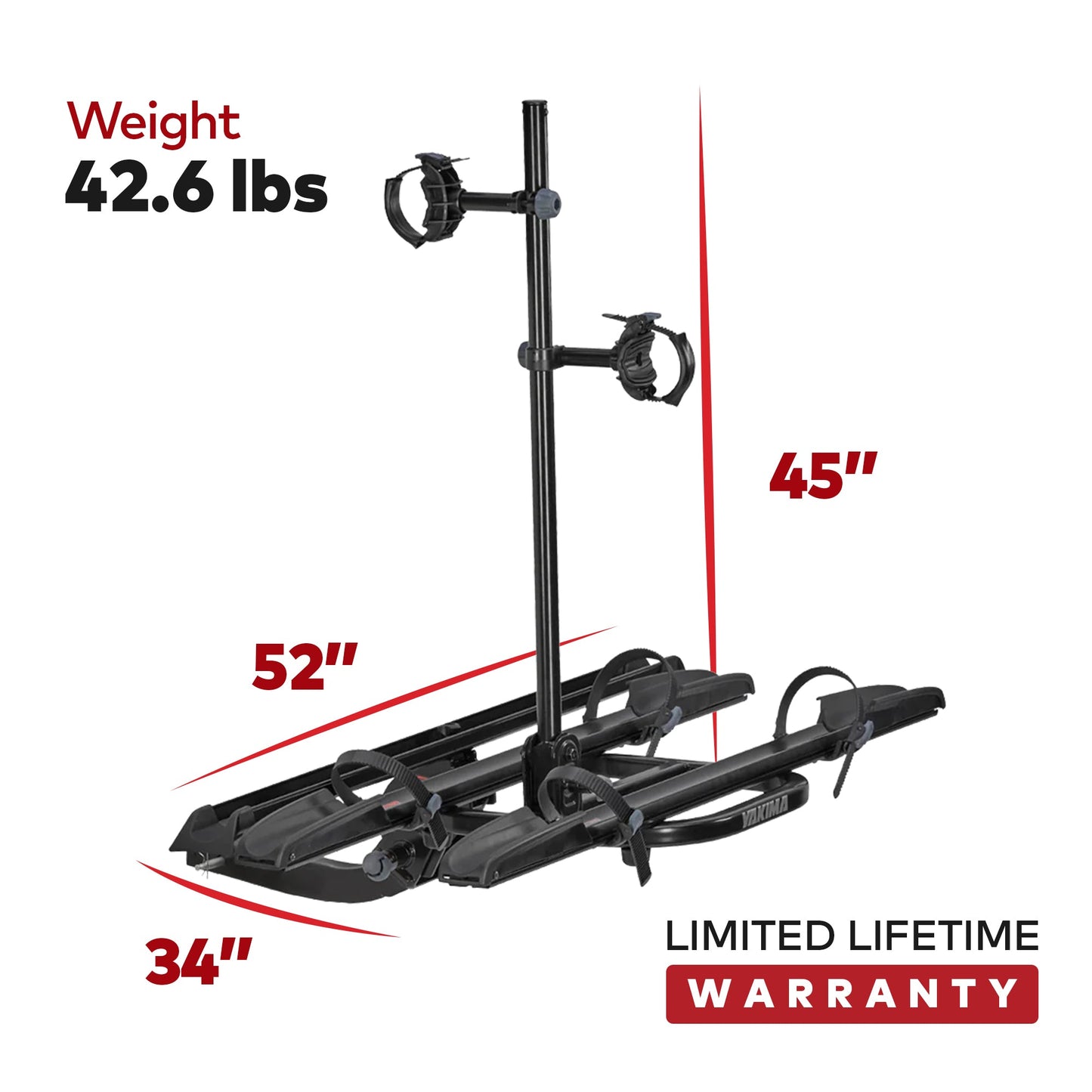 Yakima OnRamp 2 Inch EBike Hitch Mounted Bike Rack Holds 2 Bicycles, Black - Angler's Pro Tackle & Outdoors