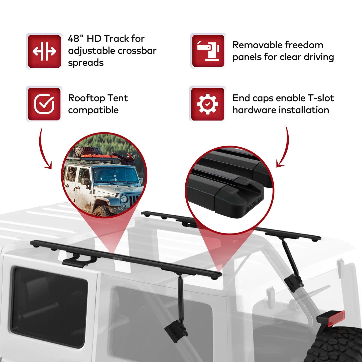 Yakima RibCage JL 4DR Custom Rooftop Track System with Internal Supports, Black - Angler's Pro Tackle & Outdoors