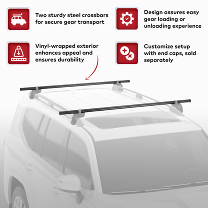 Yakima RoundBar Small 48” Steel Round Roof Rack System Crossbars, Set of 2 - Angler's Pro Tackle & Outdoors