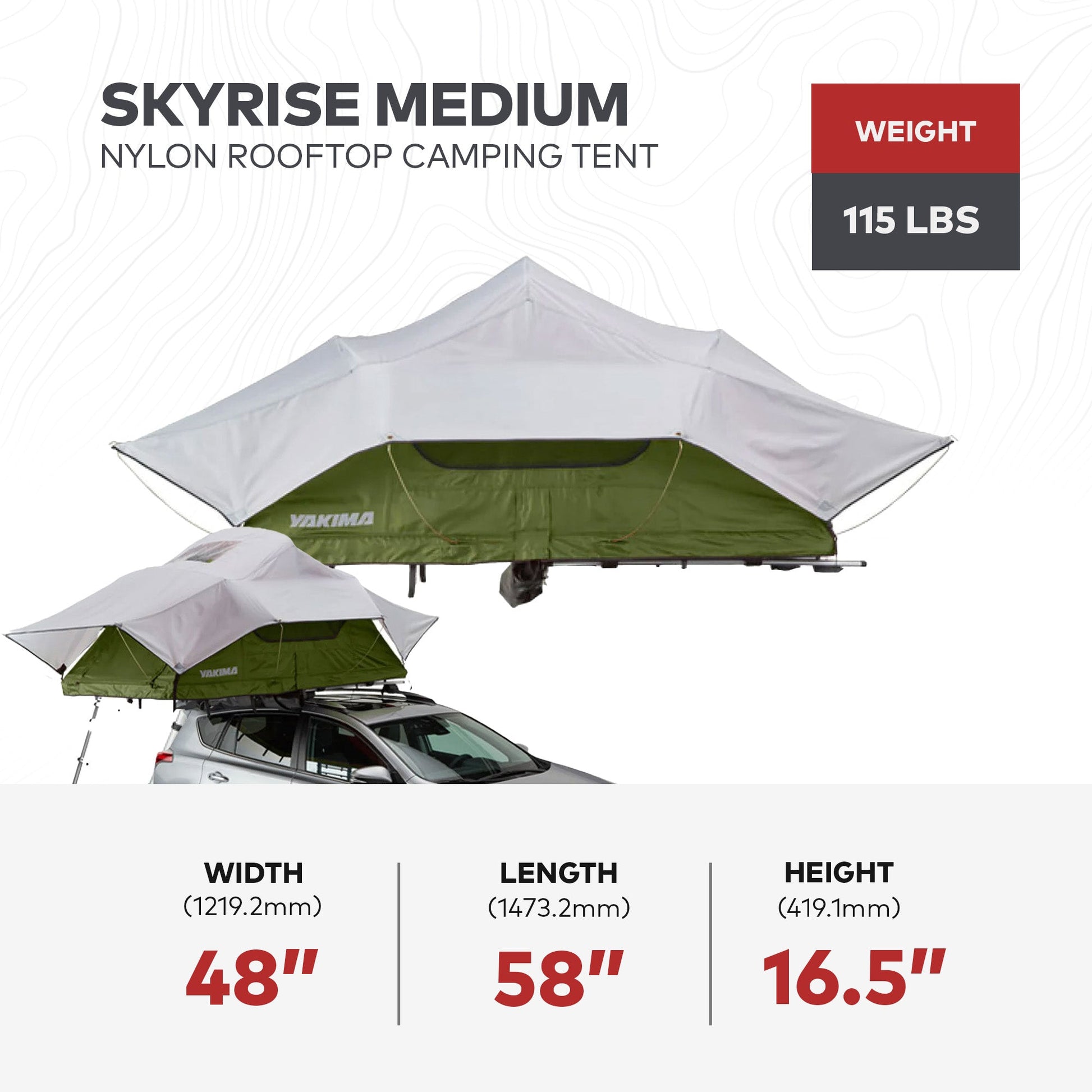 Yakima SkyRise Medium Nylon Rooftop Camping Tent for 3 People with Ladder, Green - Angler's Pro Tackle & Outdoors