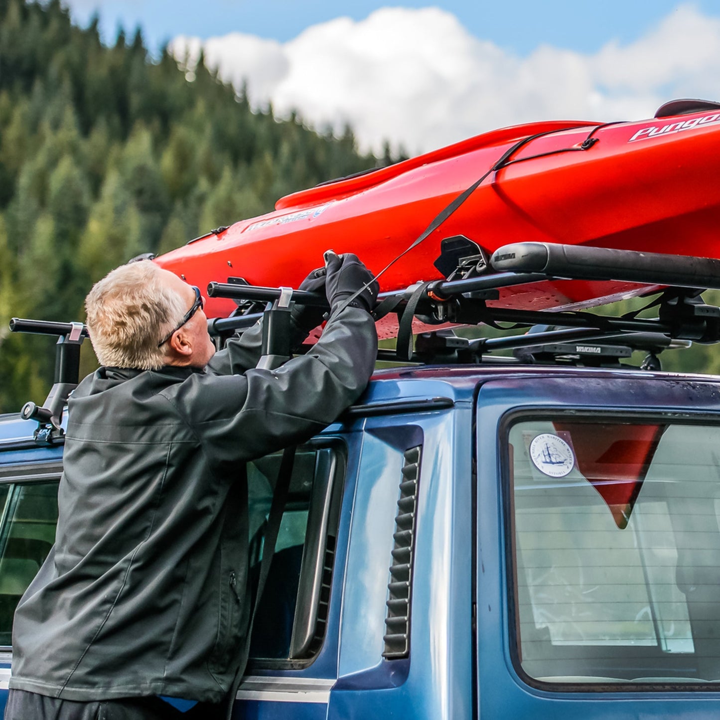 Yakima SweetRoll Rooftop Boat Loader w/Heavy Duty Straps & Bow & Stern Tie Downs - Angler's Pro Tackle & Outdoors