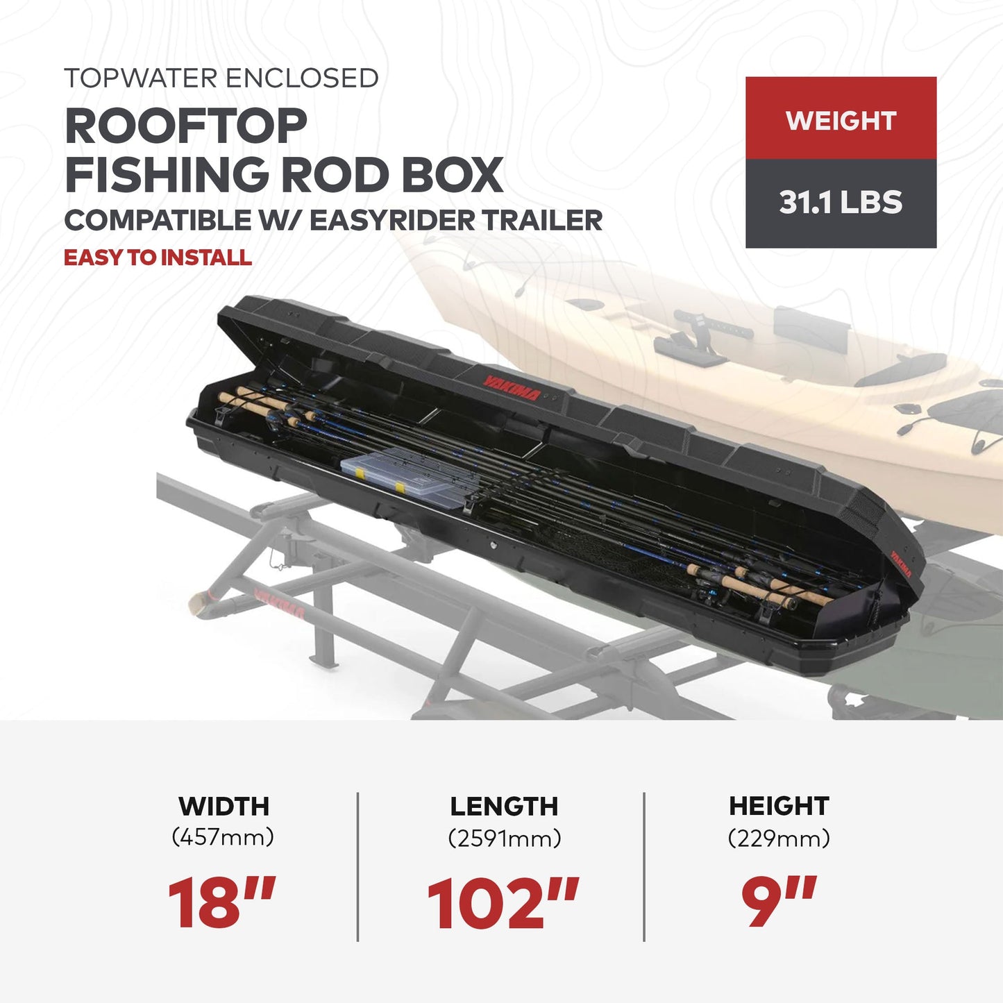 Yakima TopWater Enclosed Rooftop Fishing Rod Box Compatible w/ EasyRider Trailer - Angler's Pro Tackle & Outdoors