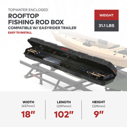 Yakima TopWater Enclosed Rooftop Fishing Rod Box Compatible w/ EasyRider Trailer - Angler's Pro Tackle & Outdoors