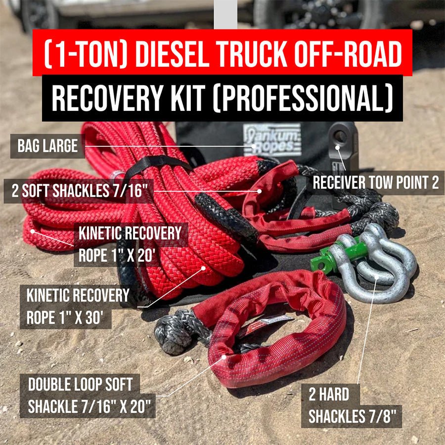 Yankum Ropes (1 - Ton) Diesel Truck Off - Road Recovery Kit - Angler's Pro Tackle & Outdoors