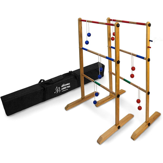 Yard Games Backyard Outdoor Wooden Double Ladder Toss Game Set w/ Case, Red/Blue - Angler's Pro Tackle & Outdoors