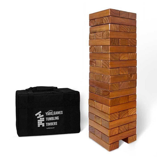 Yard Games Giant Tumbling Timbers 30" Wood Block Stacking Game w/ Case, Stained - Angler's Pro Tackle & Outdoors