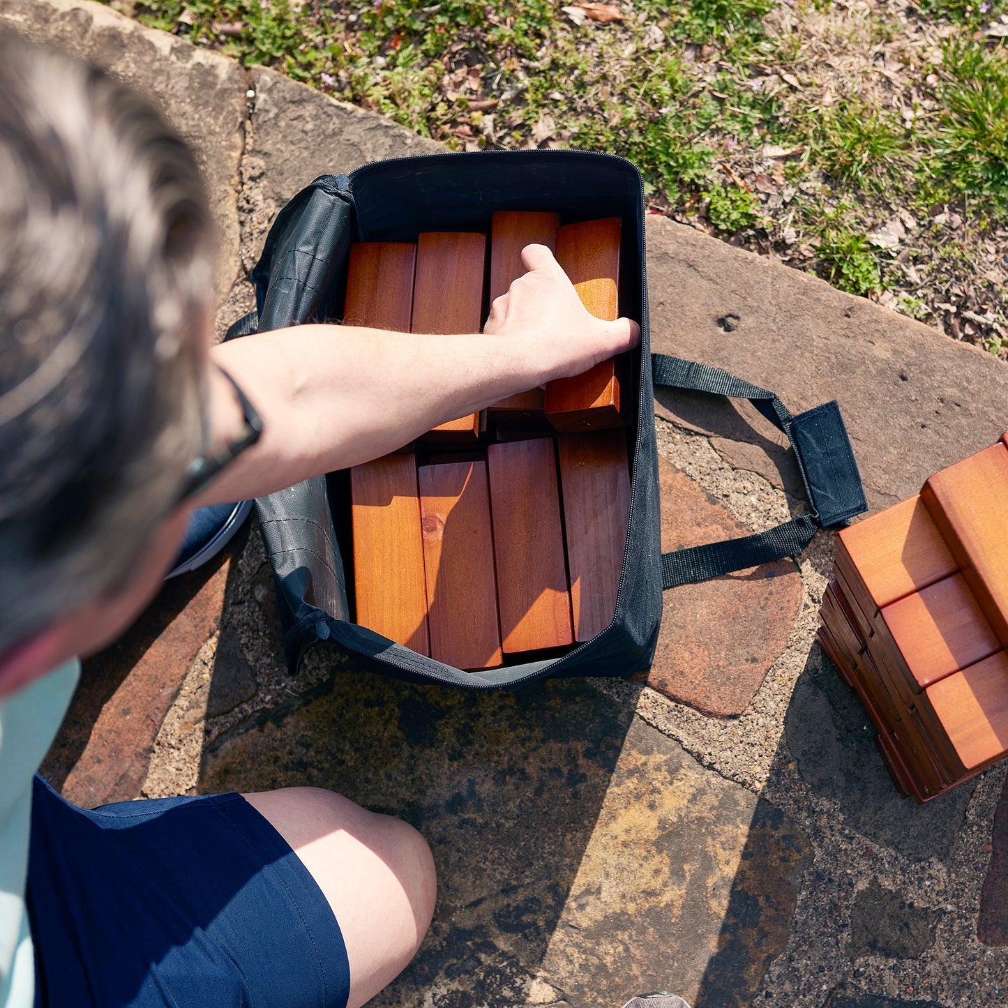 Yard Games Large Jr. Tumbling Timbers 21" Wood Block Stacking Game, Stained - Angler's Pro Tackle & Outdoors