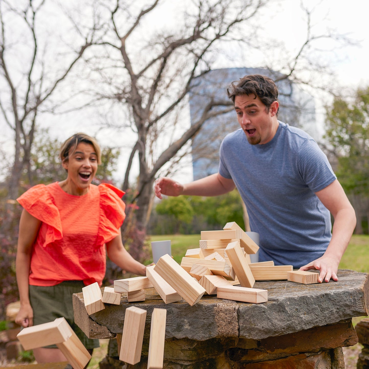 Yard Games Large Tumbling Timbers 24" Wood Block Stacking Game w/ Case, Natural - Angler's Pro Tackle & Outdoors