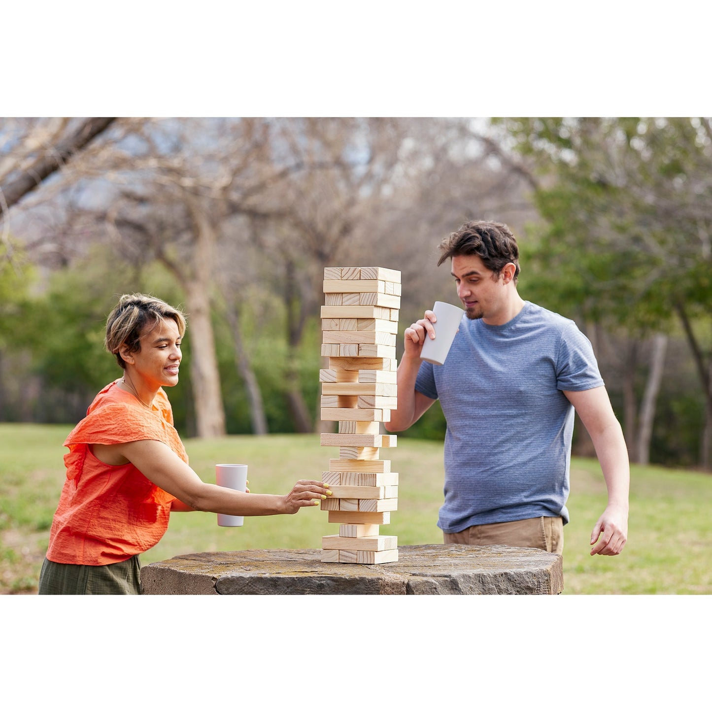 Yard Games Large Tumbling Timbers 24" Wood Block Stacking Game w/ Case, Natural - Angler's Pro Tackle & Outdoors