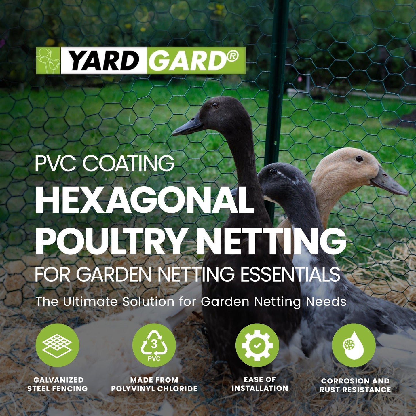 YardGard PVC Coating Hexagonal Poultry Netting for Garden Netting Essentials - Angler's Pro Tackle & Outdoors