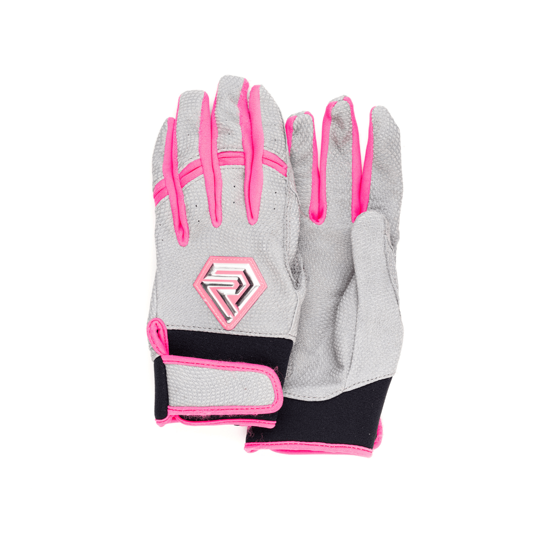 Resilient SFBL Youth Fastpitch Batting Gloves - Grey and Hot Pink