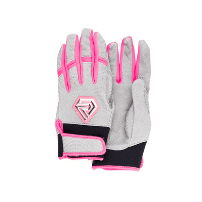 Resilient SFBL Youth Fastpitch Batting Gloves - Grey and Hot Pink