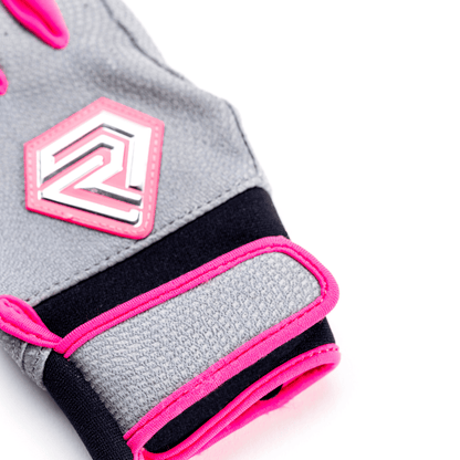 Resilient SFBL Youth Fastpitch Batting Gloves - Grey and Hot Pink