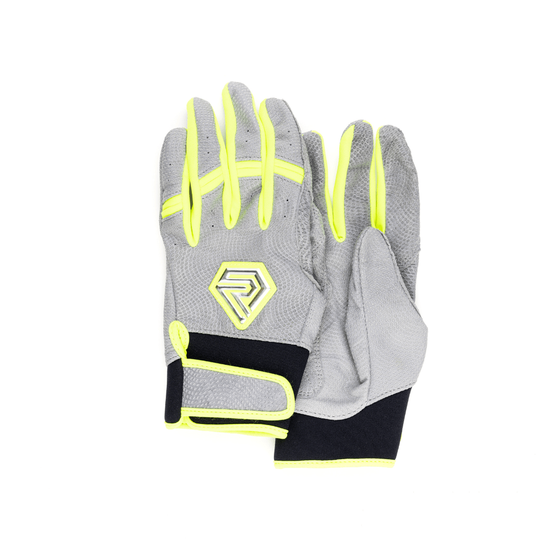 Resilient SFBL Youth Fastpitch Batting Gloves - Grey and Neon Green