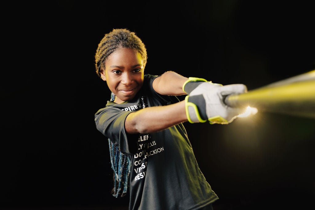 Resilient SFBL Youth Fastpitch Batting Gloves - Grey and Neon Green