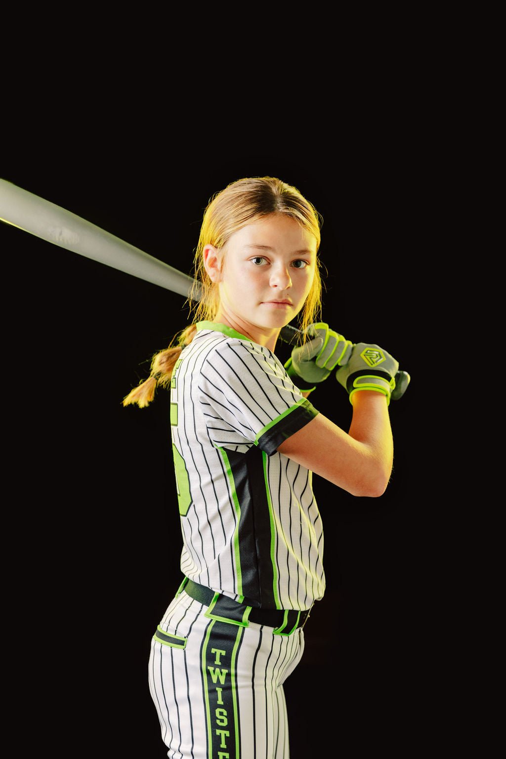 Resilient SFBL Youth Fastpitch Batting Gloves - Grey and Neon Green