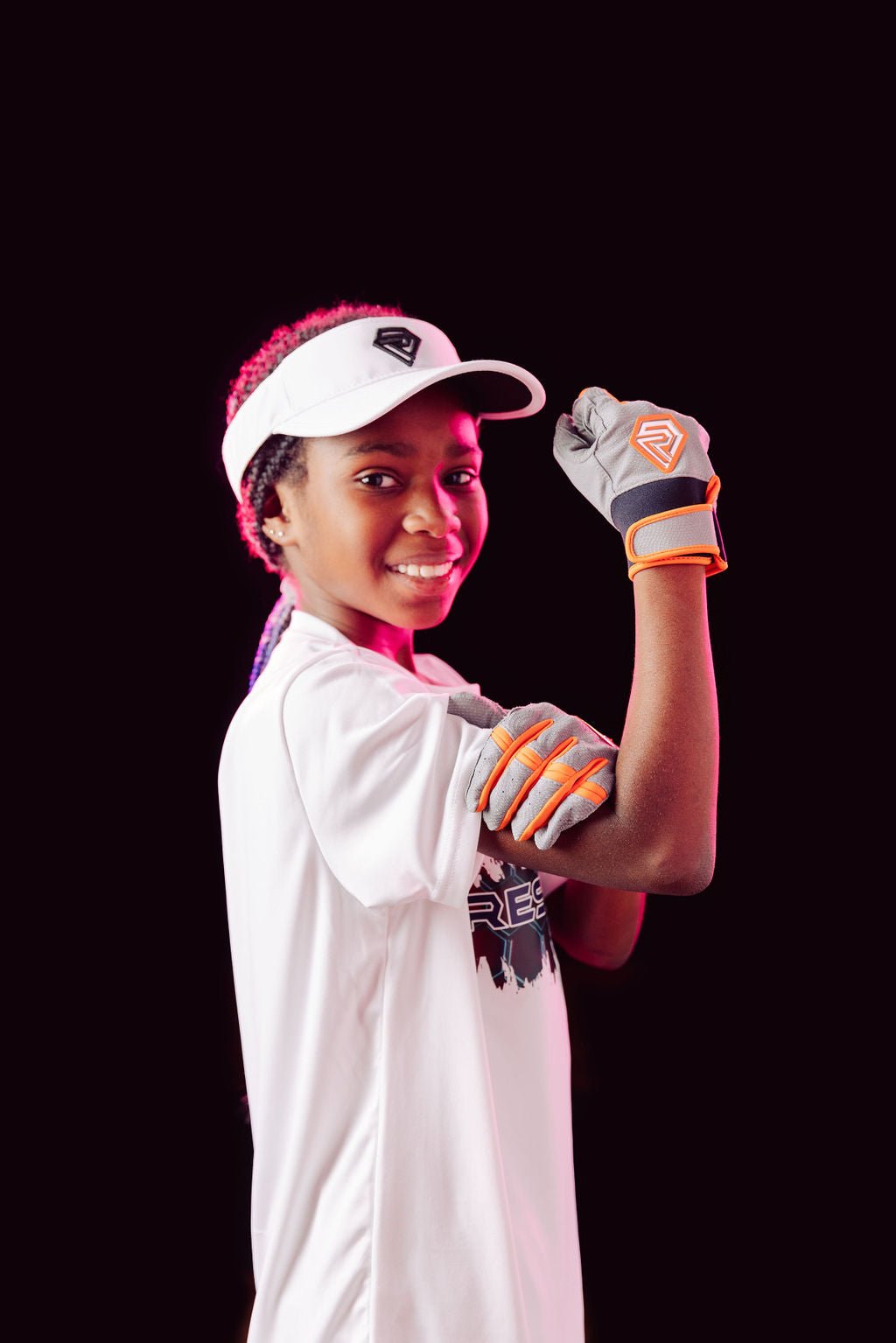 Resilient SFBL Youth Fastpitch Batting Gloves - Grey and Orange