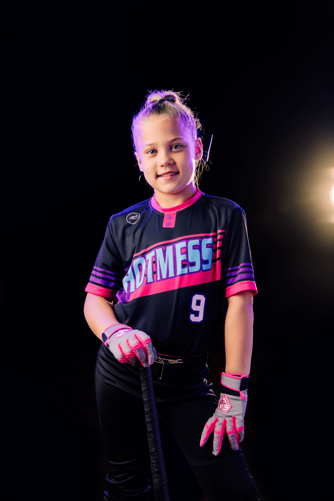 Resilient SFBL Youth Fastpitch Batting Gloves - Grey and Hot Pink