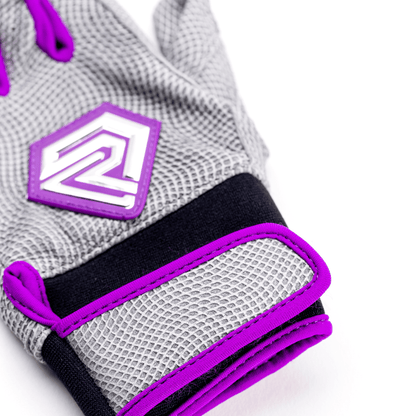 Resilient SFBL Youth Fastpitch Batting Gloves - Grey and Purple