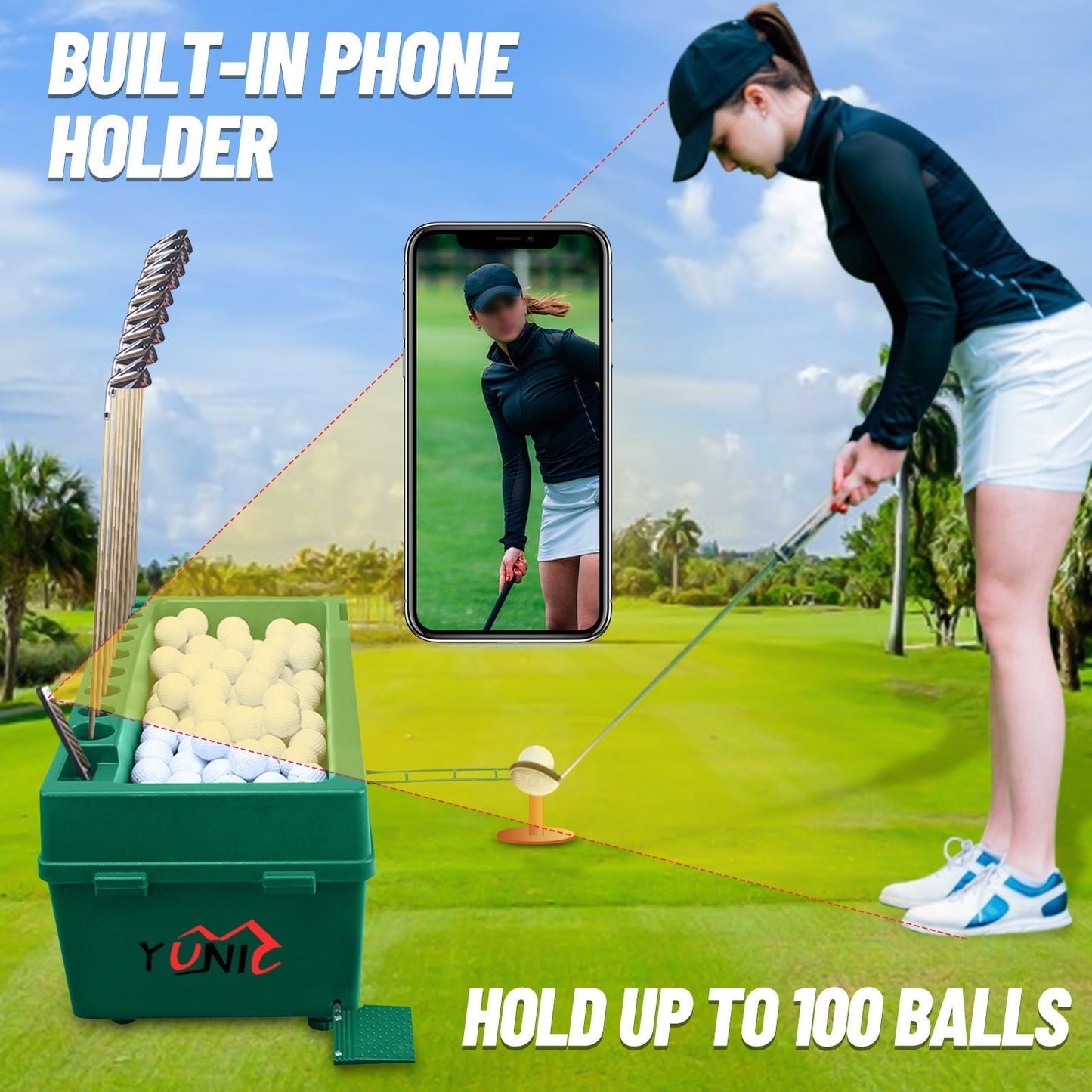 Yunic Golf Ball Dispenser Machine Powerless Automatic Tee Up - Angler's Pro Tackle & Outdoors