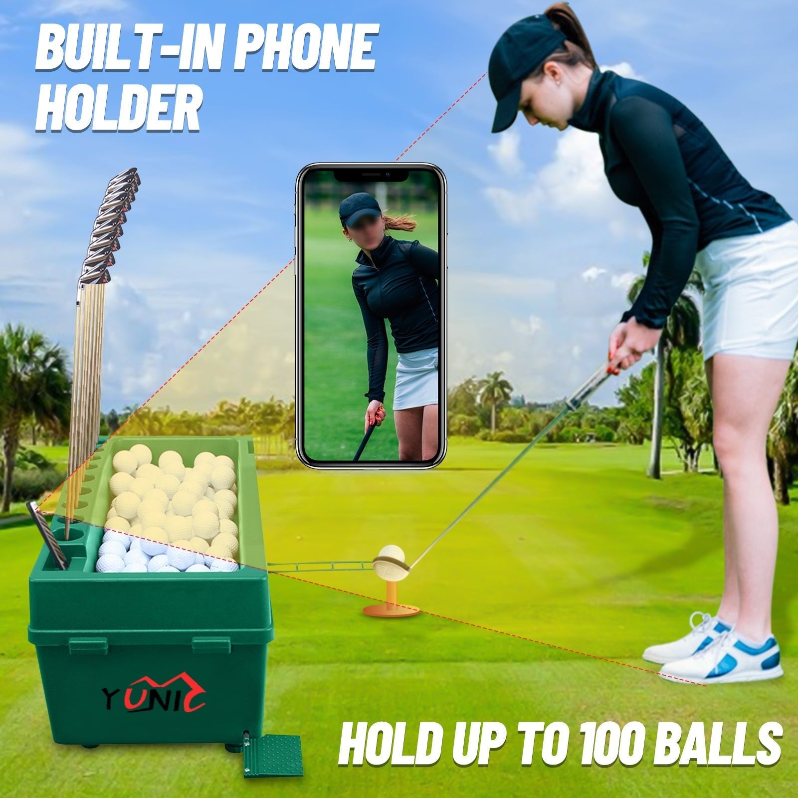 Yunic Golf Ball Dispenser Machine Powerless Automatic Tee Up - Angler's Pro Tackle & Outdoors