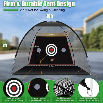 Yunic Golf Practice Net - Tent Style (10ft x 7ft) - Angler's Pro Tackle & Outdoors