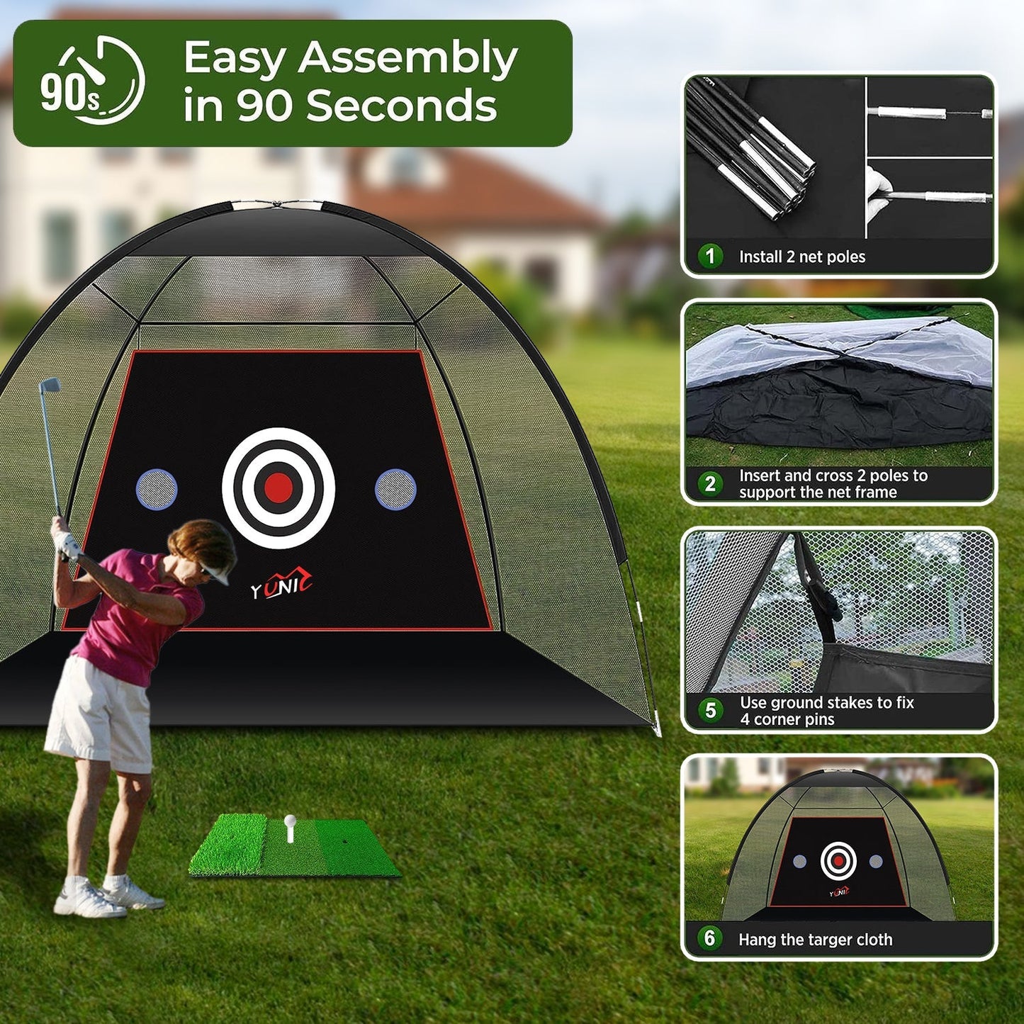 Yunic Golf Practice Net - Tent Style (10ft x 7ft) - Angler's Pro Tackle & Outdoors