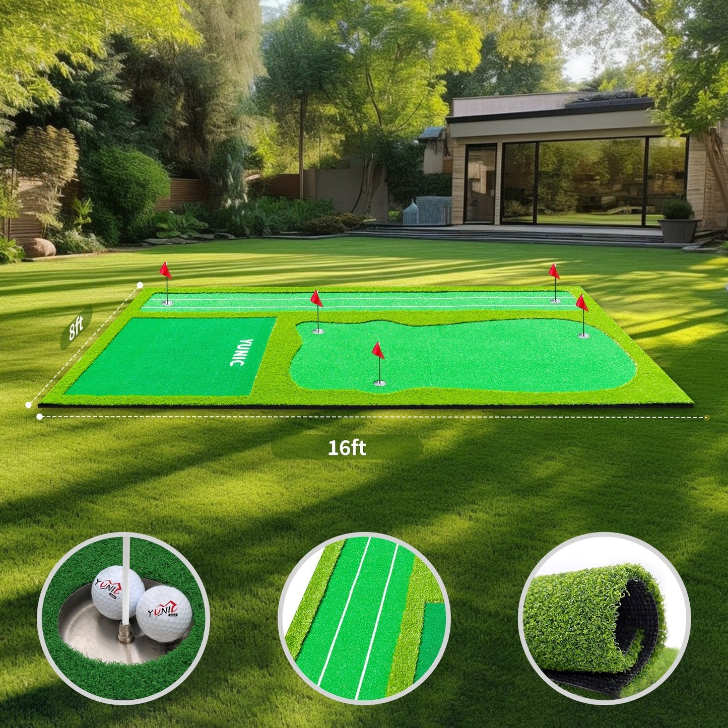 Yunic Golf Putting Green (8ft x 16ft, Style A) - Angler's Pro Tackle & Outdoors