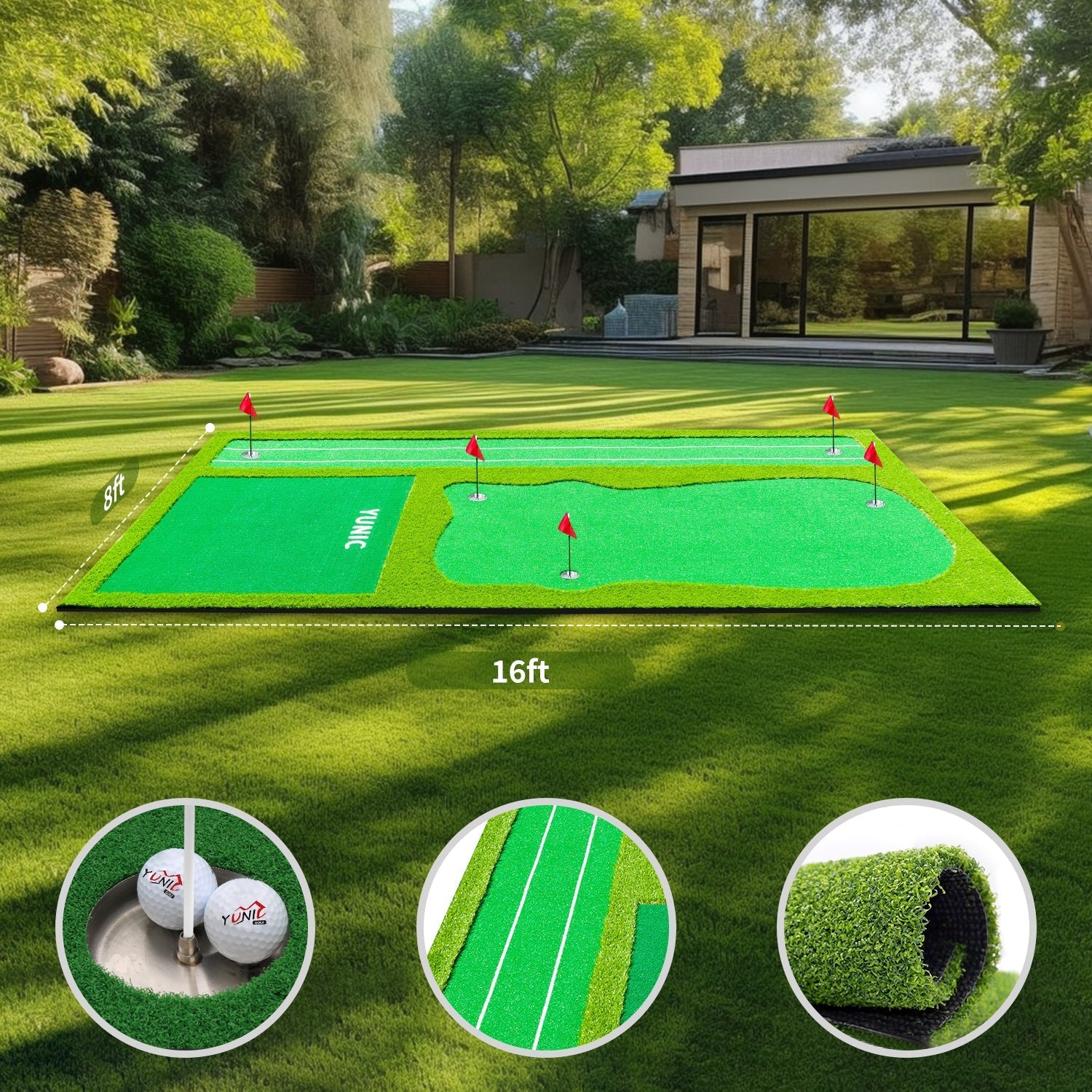 Yunic Golf Putting Green (8ft x 16ft, Style A) - Angler's Pro Tackle & Outdoors