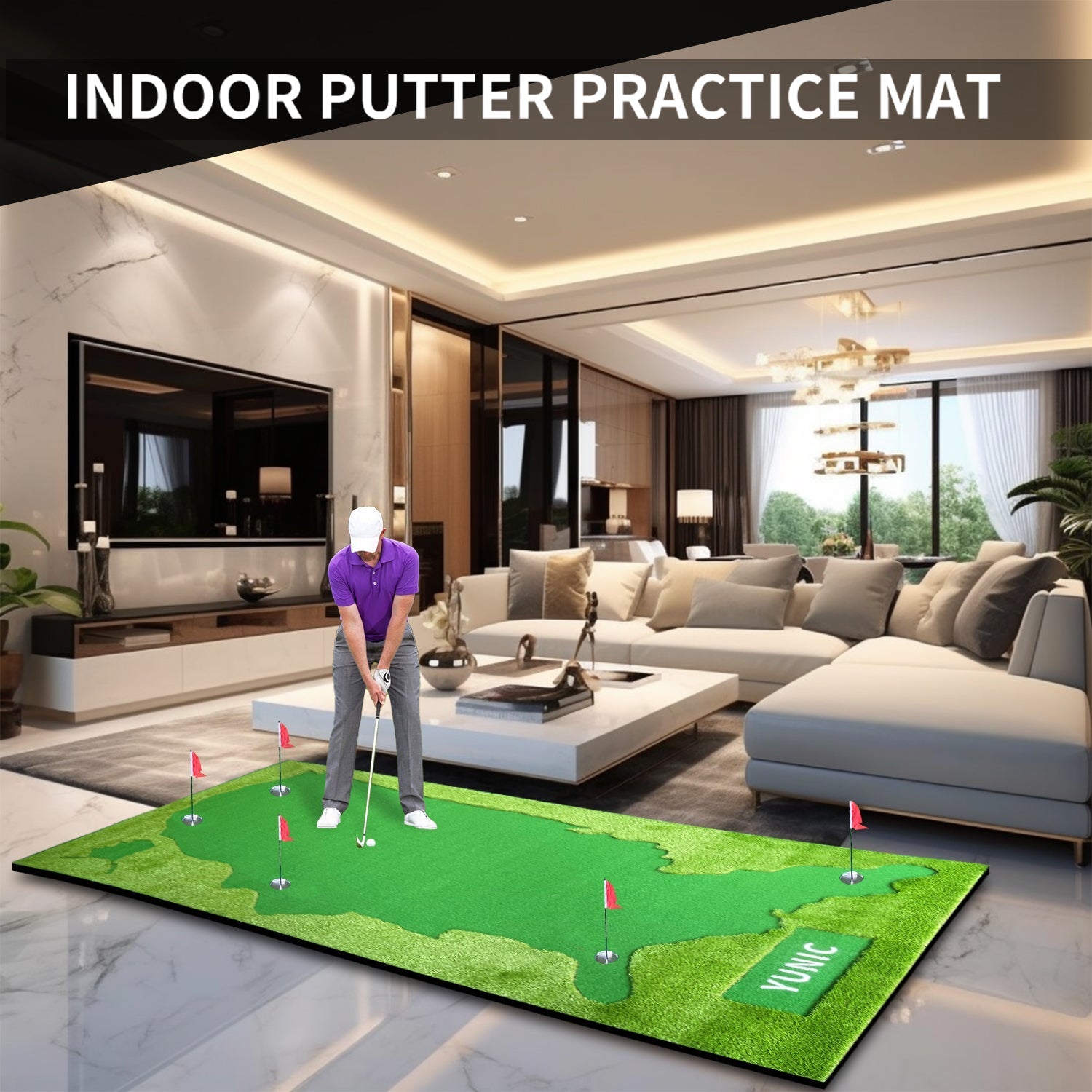 Yunic Golf Putting Green (8ft x 16ft, Style US Map) - Angler's Pro Tackle & Outdoors