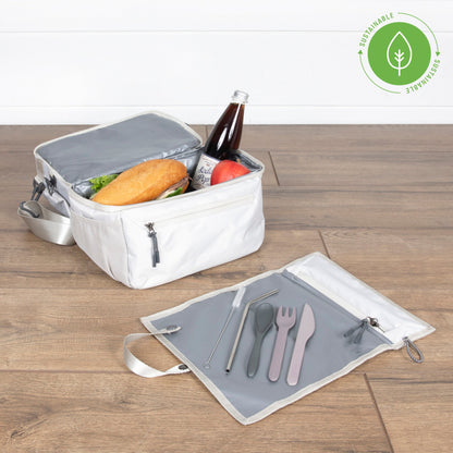 Picnic Time Tarana Recycled Lunch Bag Cooler with Utensils
