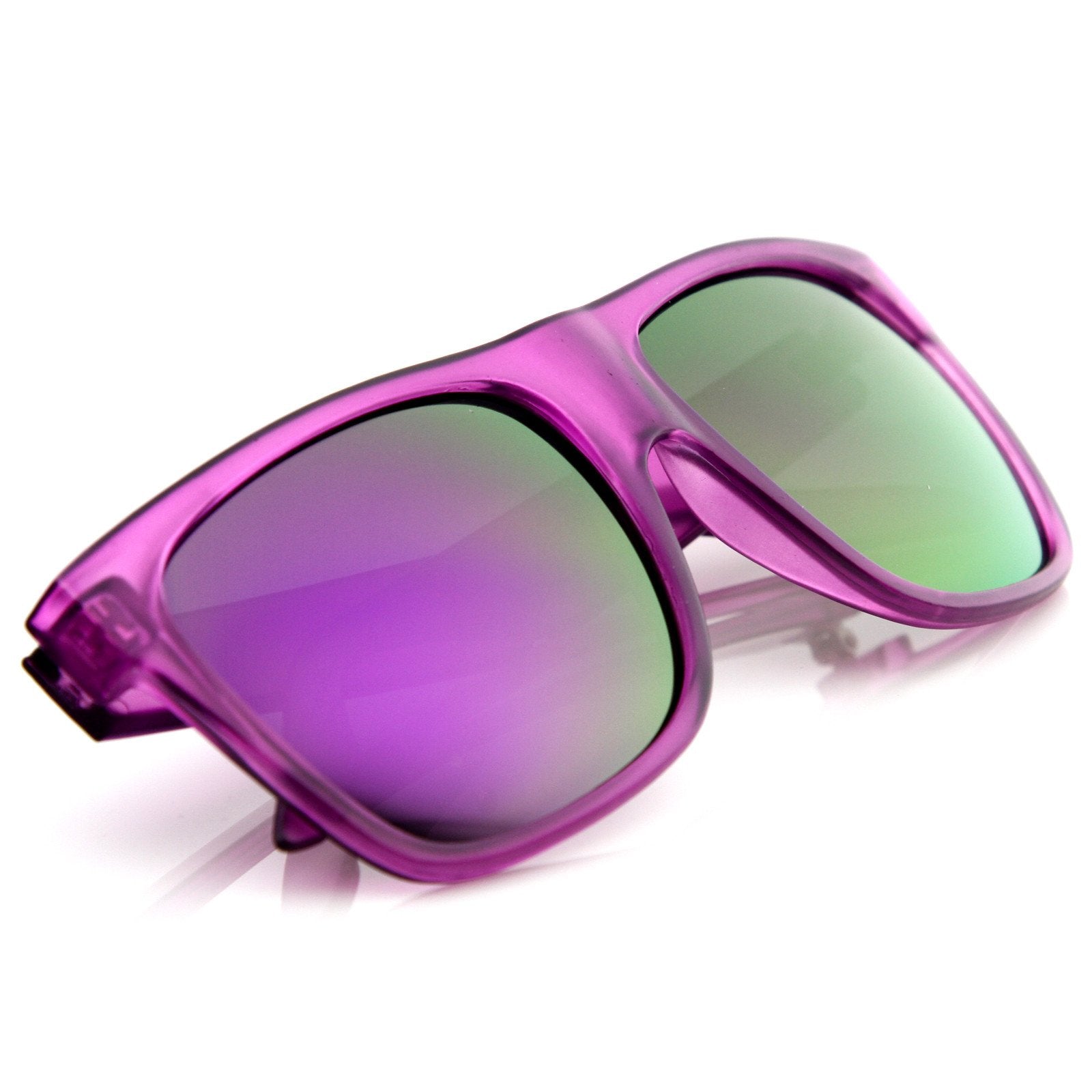 zeroUV - Frosted Retro Flat Top Candy Color Mirrored Lens Sunglasses 8610 - Angler's Pro Tackle & Outdoors