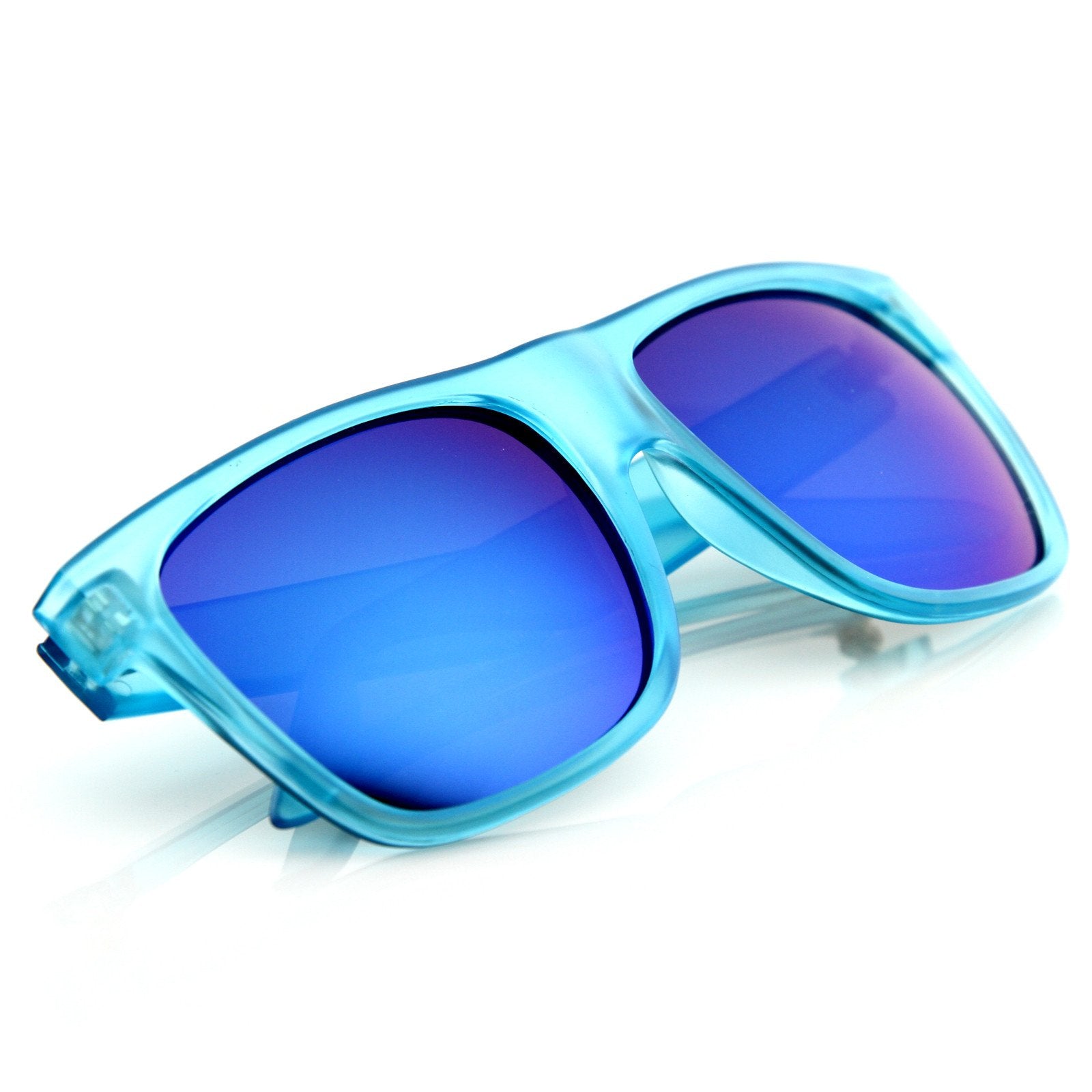 zeroUV - Frosted Retro Flat Top Candy Color Mirrored Lens Sunglasses 8610 - Angler's Pro Tackle & Outdoors