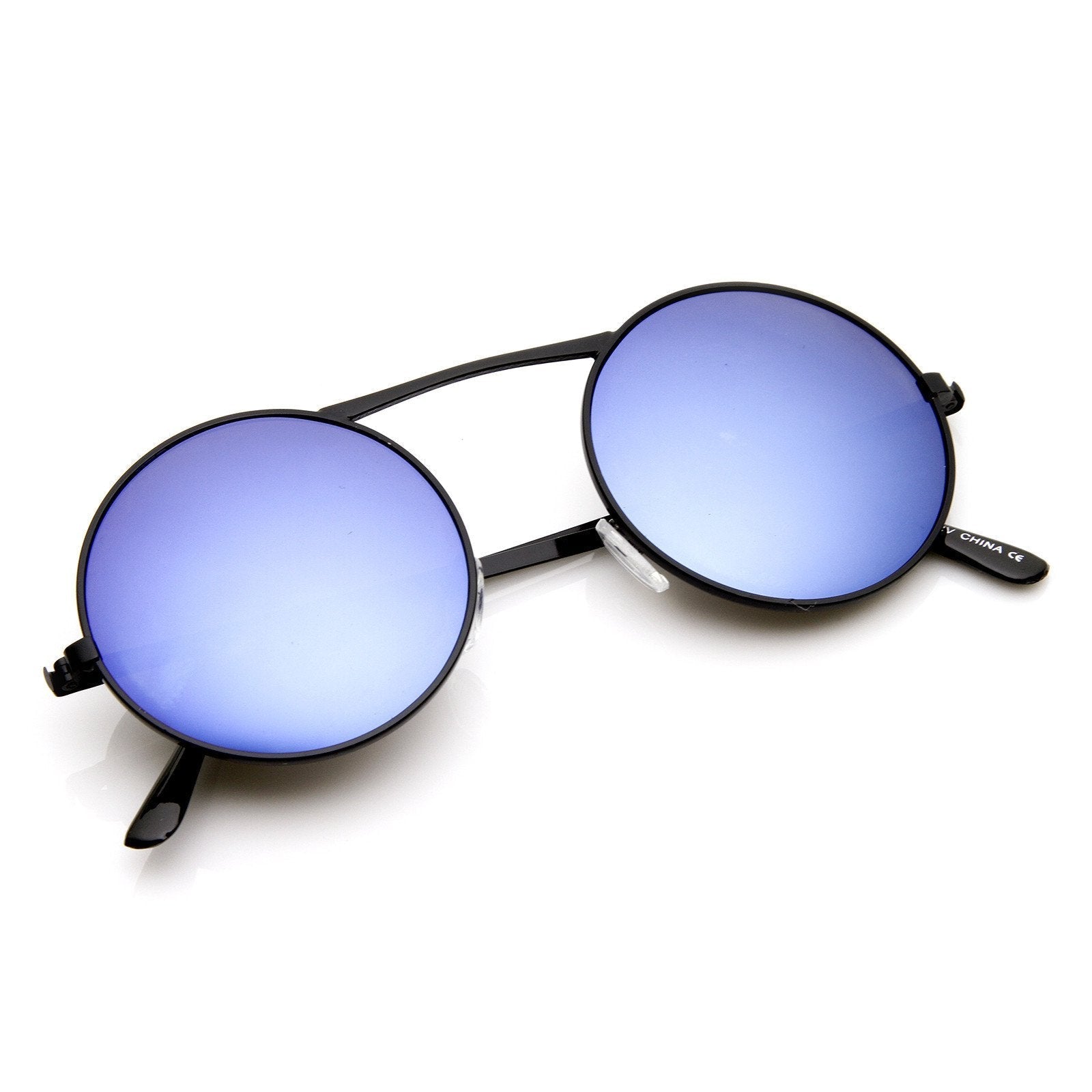 zeroUV - Large Retro Round Steampunk Mirrored Lens Sunglasses 8759 - Angler's Pro Tackle & Outdoors