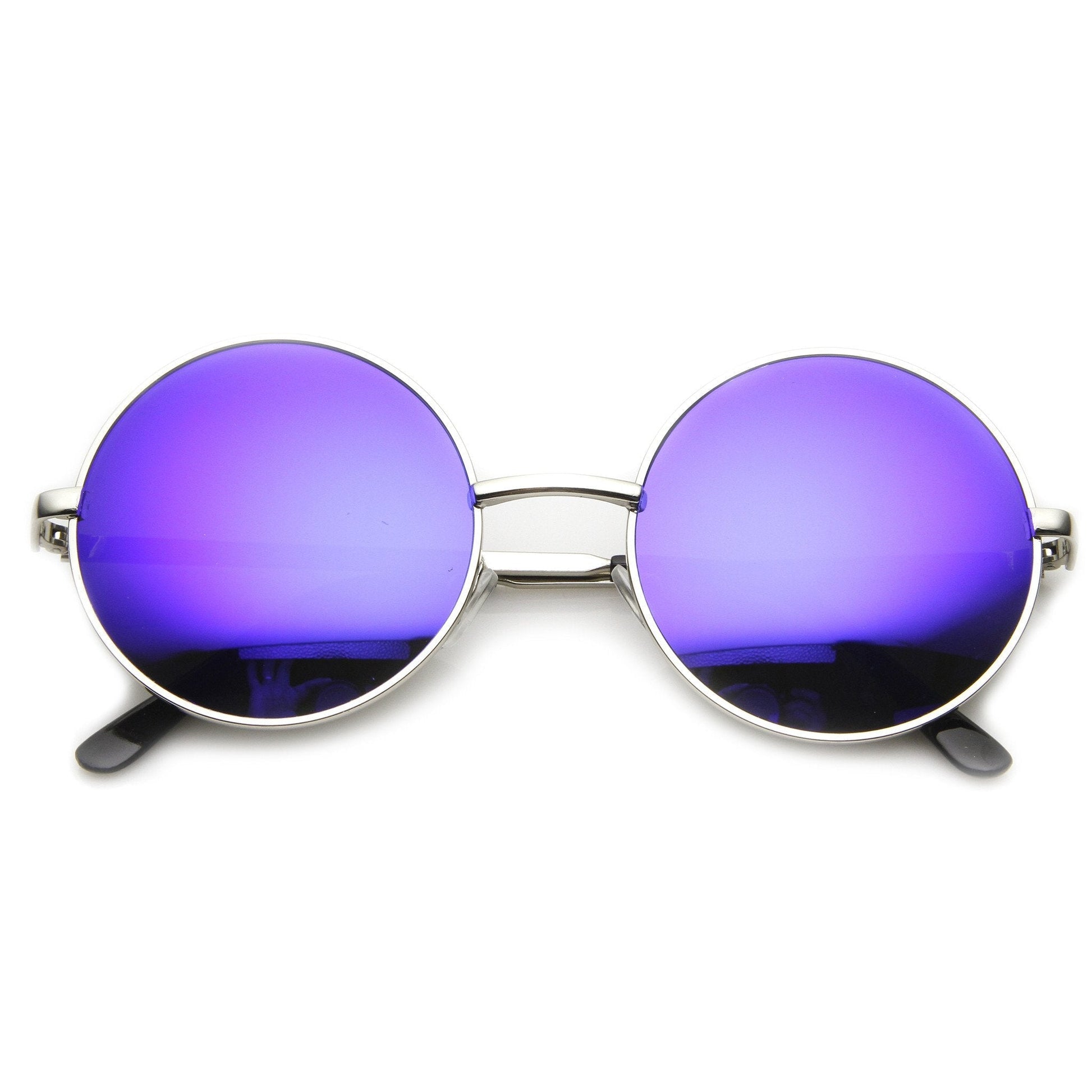 zeroUV - Retro Flash Color Mirror Lens Round Metal Sunglasses 9203 - Angler's Pro Tackle & Outdoors