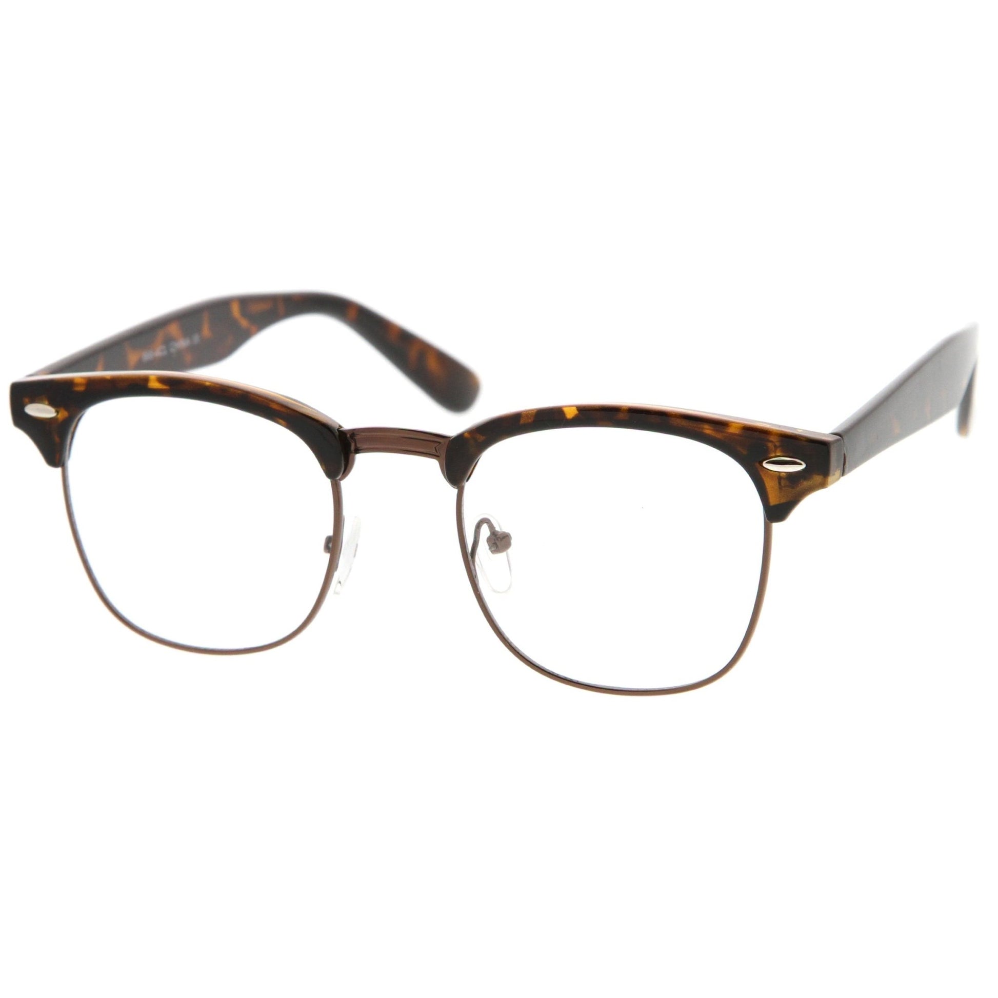 zeroUV Vintage Inspired Classic Horned Rim Half Frame Clear Lens Glasses 2933 - Angler's Pro Tackle & Outdoors