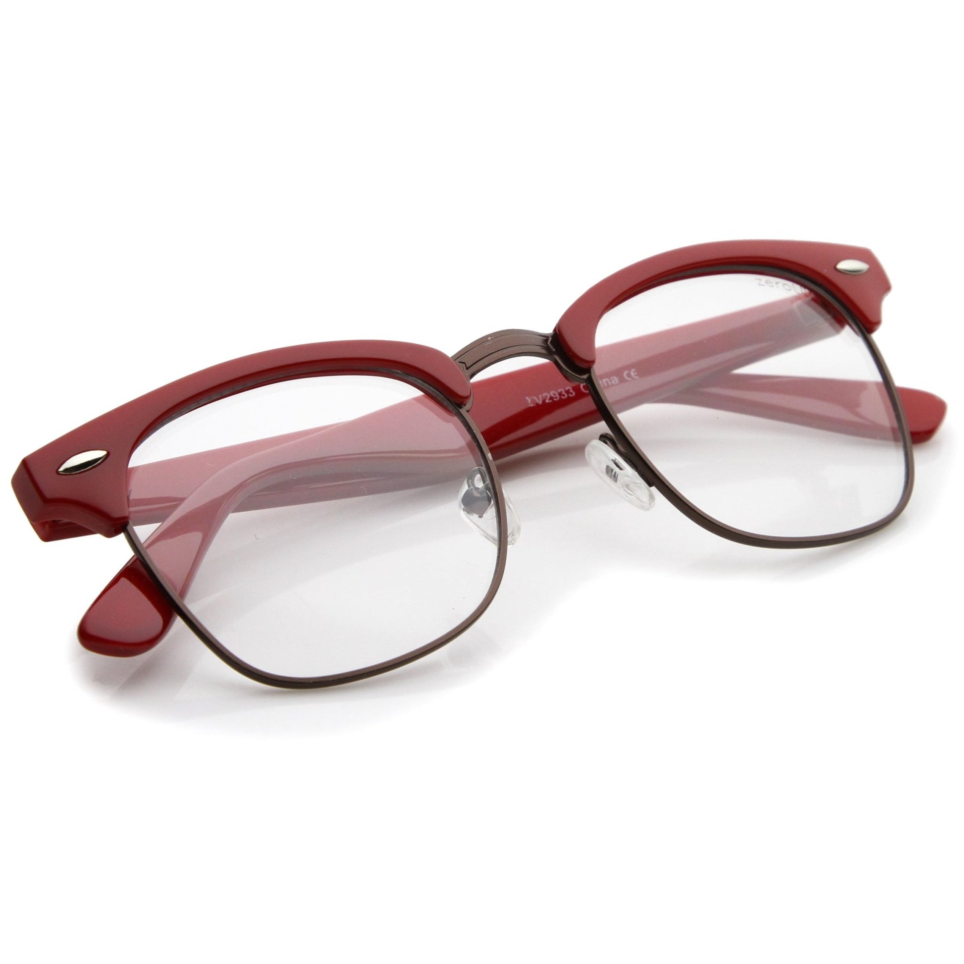zeroUV Vintage Inspired Classic Horned Rim Half Frame Clear Lens Glasses 2933 - Angler's Pro Tackle & Outdoors