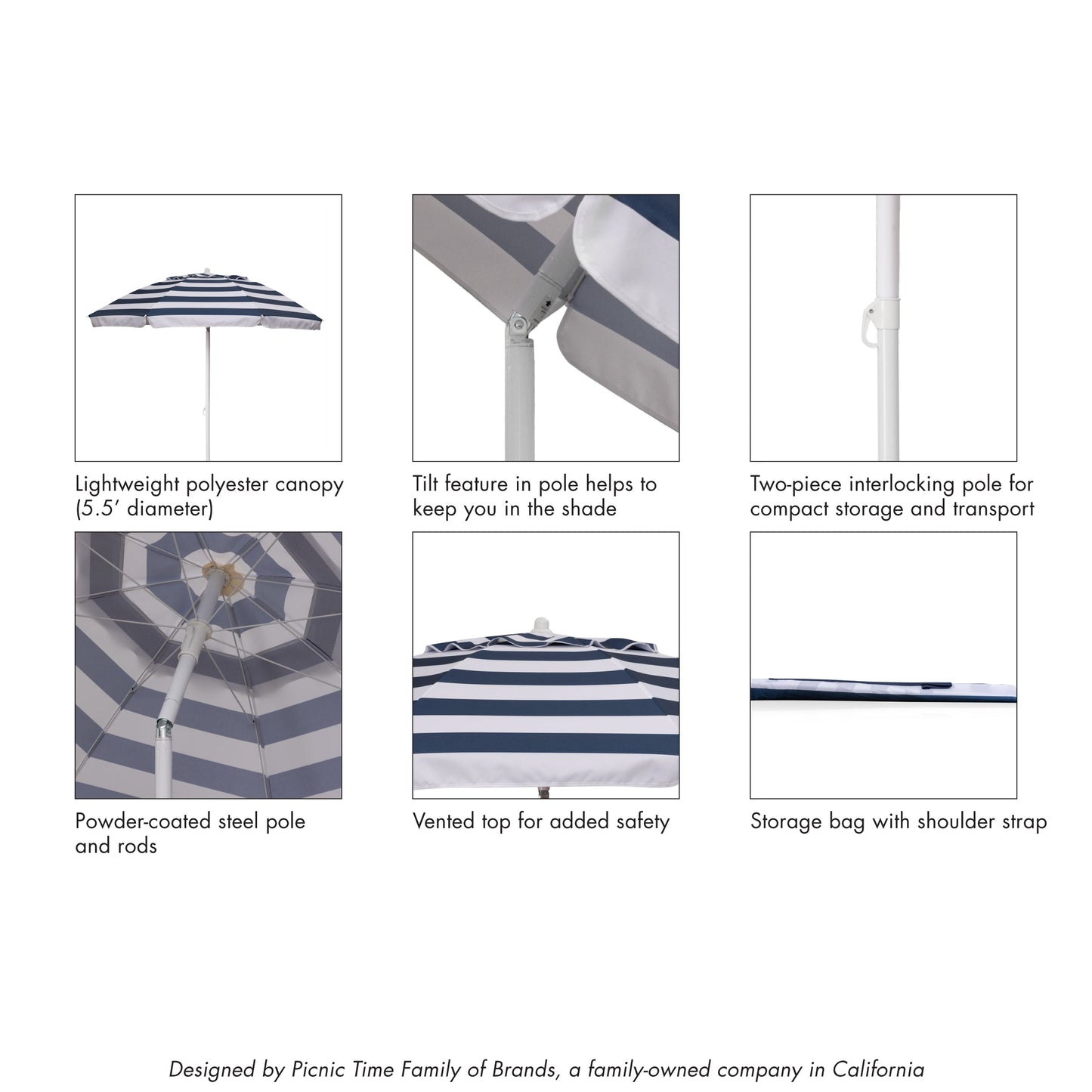 Picnic Time 5.5 Ft. Portable Beach Umbrella