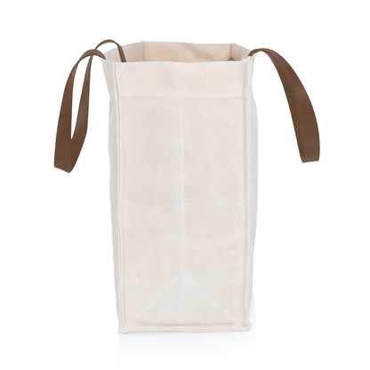 Picnic Time Market Waxed Canvas Tote with Leatherette Handles